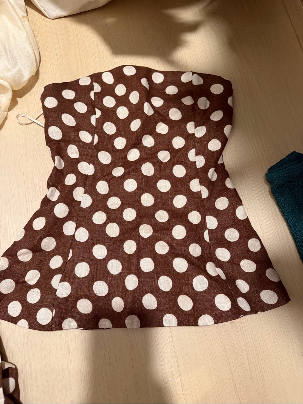 FAITHFULL THE BRAND Petro Polka Dot Brown Linen Set - Picture 3 of 5